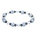 Spring Stretch Hematite Tone Light and Dark Blue Beaded Bracelet