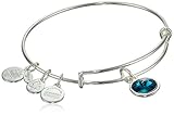 Alex and Ani “Bangle Bar” December Birthstone Shiny-Silver Expandable Bracelet thumbnail