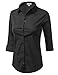 Women's Collared Button Down Dress Shirt with 3/4 Sleeves