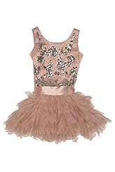 Girls Floral Print Sequined Tiered Embroidered Flutter Sleeveless Charmeuse/Cotton/Polyester Dropped   Waistline  Dress With a Sash 