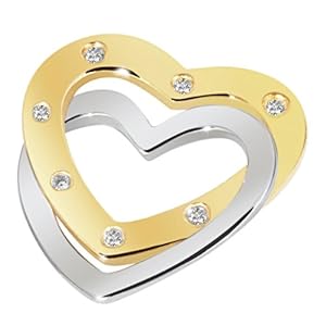 Goldmaid Damen-Anhänger Herzen Bicolor 585 Gold 7 Brillanten SI/H 0,05 ct. He A4448BI