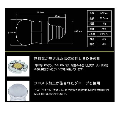 Cover image : 寿命4万時間のLEDランプ 口金E26　[温白色40W相当](MZ013)