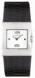 Kenneth Cole Stainless Steel Ladies Silver Analogue Dial Black Leather Strap Watch