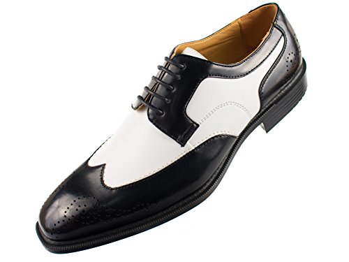 Bolano Mens Two-Tone White and Black Wingtip Oxford Dress Shoe: Style Nia White-473 10 D (M) US