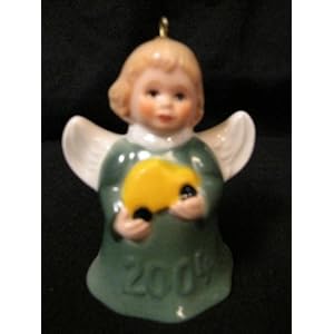 #!Cheap 2004 Annual Dated Goebel Angel Bell Ornament - Green - 29th Edition