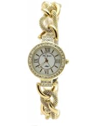 Armitron Womens 75/4070MPGP Swarovski Crystal Accented Gold-Tone Rope Chain Link Bracelet Watch