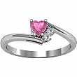14K White Gold Heart Shaped Pink Tourmaline and Diamond Ring
