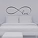 Wall Stickers Bedroom Decor Infinity Symbol Word Love Vinyl Art Decal (7'' X 22'', Black)