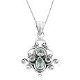 3.5 Ct. Blue Topaz 925 Sterling Silver Lacework Pendant With 18" Box Chain