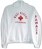 Unisex Hooded Sweatshirt - Maui Hawaii Rescue Lifeguard Cotton Fleece Sweatshirt in White - M