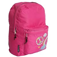 Trailmaker Girls' Backpack / Book bag - Pink with blue accents and peace signs
