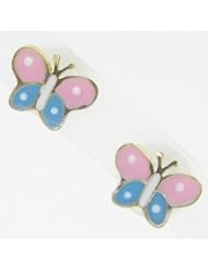 Kids 14K solid gold earrings fancy stud hoop huggie ball fashion dangle swa...