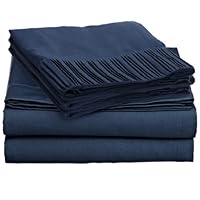 Twin, Navy Dark Blue, 1600 Regal Pleated Design, Bed Sheet Set by Lamma Loe - 100% Manufacturer Guaranteed - Available in Many Sizes and Colors
