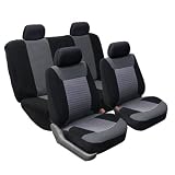 FH-FB062114 Classic Corduroy Car Seat Covers, Airbag compatible and Split Bench, Gray and Black color