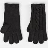 Fownes Womens Soft Black Cable Knit Gloves