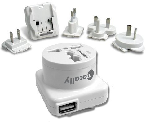 MACALLY POWERPAL INTERNATIONAL TRAVEL AC WALL PLUG POWER ADAPTER USB PORT POUCH (MISSING ORIGINAL PACKAGE)