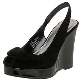 MIA Womens Celine Slingback Wedge,Black Suede,8 M