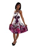 2114 Partykleid knielang, One-Shoulder, weiß-lila