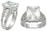 4 Carats Antique Design Emerald Cut CZ Engagement Ring