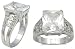 4 Carats Antique Design Emerald Cut CZ Engagement Ring