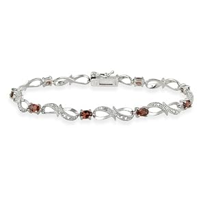 Sterling Silver Garnet & Diamond Accent Swirl Infinity Bracelet