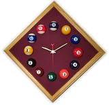 12in Diamond Billiard Clock Oak & Wine Mali Felt