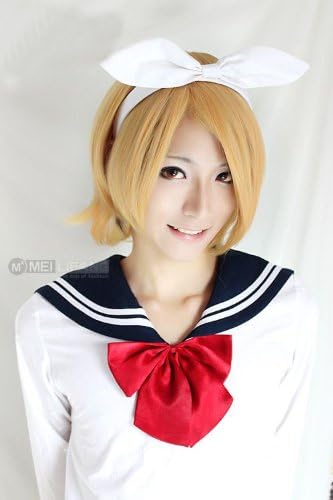 MapofBeauty Cosplay Yellow Short Straight Party Hair Wig