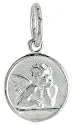 Sterling Silver Round-shaped Pendant w/ Cherub Angel, 3/8" (10mm) tall