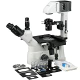 AmScope 40X-1500X Phase Contrast Inverted Tissue Culture Microscope with Mechanical Stage