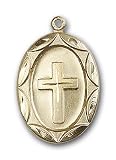Gold Filled Cross Pendant with Stainless Gold Heavy Curb Chain 24 inch