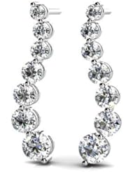1.00 ct Ladys Wavy Round Diamond Journey Earrings in 18 karat White Gold