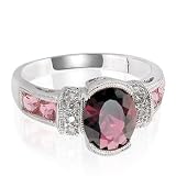 Brazilian Garnet, Pink Tourmaline and Diamond Ring