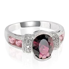 Brazilian Garnet, Pink Tourmaline and Diamond Ring by 