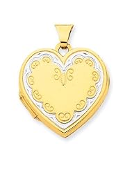 14k Yellow Gold Family Heart Locket with Rhodium Accent. Gold Wt- 2.22g.