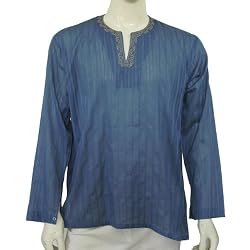 Mens Long Sleeve Casual Cotton Shirt Kurta India Chest 40 inches