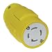 Woodhead 2975 Super-Safeway Connector, Industrial Duty, Locking Blade, 3 Phase, 3 Poles, 4 Wires, NEMA L15-30 Configuration, Rubber, Yellow, 30A Current, 250V Voltage