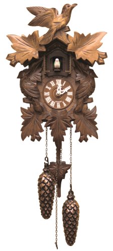 14 Quartz German Cuckoo Clock with Three Birds & Leaves