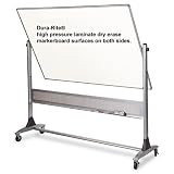 Dura-Rite Products - Dura-Rite - Platinum Reversible Marker Board, 72 x 48 - Sold As 1 Each - Pivoting board provides twice the writing space of a traditional wall mounted board. - Offers easy 360° rotation, simply turn the knobs. - Dura-Rite high-pressure laminate dry erase surfaces on both sides. - Board locks securely in the desired position. - Wide base leg design for stability.
