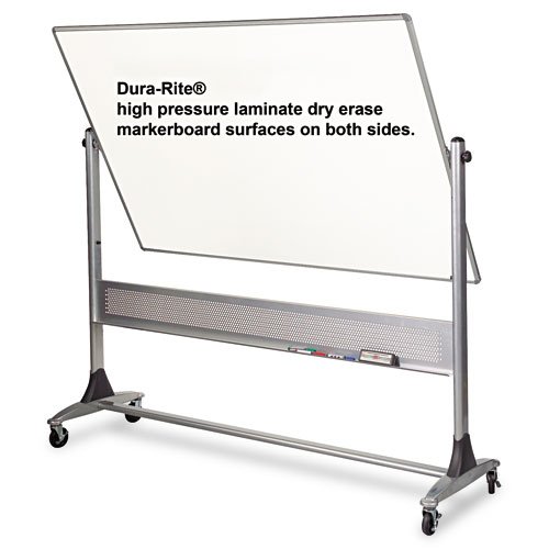 Dura-Rite Products - Dura-Rite - Platinum Reversible Marker Board 72 x 48 - Sold As 1 Each - Pivoting board provides twice the writing space of a traditional wall mounted board - Offers easy 360? rotation simply turn the knobs - Dura-Rite high-pressure la