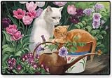 Buggy and Juliette Tabby and White Cat Kittens Doormat Mat Rug