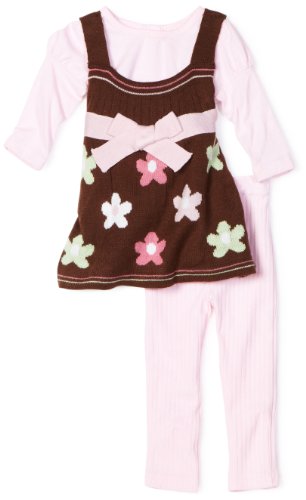 Little Lass Baby-girls Infant Daisy Print 3 Piece Sweater Jumper Set, Brown, 24 Months Little Lass Baby-girls Infant Daisy Print 3 Piece Sweater Jumper Set, Brown, 24 Months