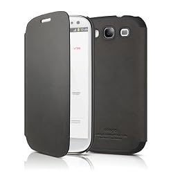 elago G5 Leather Flip Case for Galaxy S3 (Fits Verizon, AT&T, T-Mobile, Sprint and other Carriers) - Black + HD Professional film