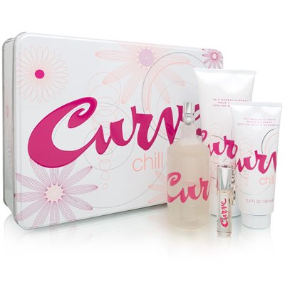 Curve Chill by Liz Claiborne for Women 4 Piece Set Includes: 3.4 oz Eau de Toilette Spray + 0.2 oz Perfume Roll On + 6.7 oz Cooling Body Lotion + 3.4 oz Cooling Bath & Shower Gel