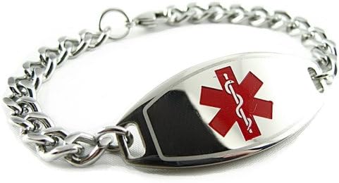 MyIDDr - Latex Allergy Alert Medical Bracelet, Red, PRE-ENGRAVED