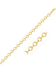 14K Yellow Gold Anklet with Open Disc Motif Links