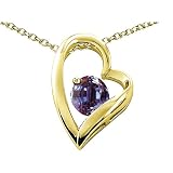 1.25 cttw 14k Yellow Gold Plated 925 Sterling Silver and Lab Created Round Alexandrite Pendant -...