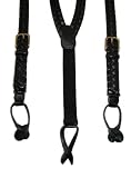 Black Braided Leather Suspenders - Button End by Geoffrey Beene