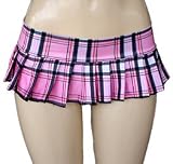 Sexy School Girl Mini Skirt in Pink Stretchy Plaid Junior Size Adult