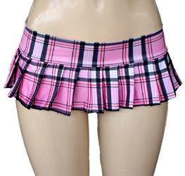 Sexy School Girl Mini Skirt in Pink Stretchy Plaid Junior Size Adult