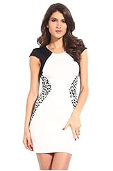 Short Sleeves Leopard Print Polyester Round Neck Summer Bodycon Dress/Party Dress/Mini Dress 